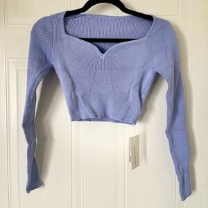 NWT Commense Purple Ribbed Sweatheart Stretchy crop top